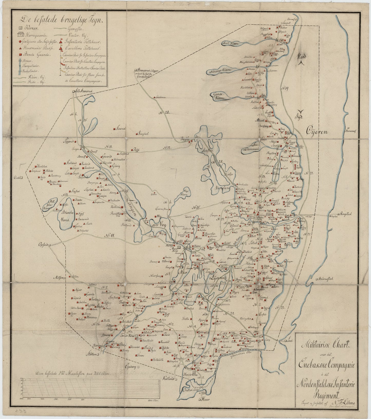 Kartblad 36: Militairisk Chart over det Enebakske Compagnie District: Akershus