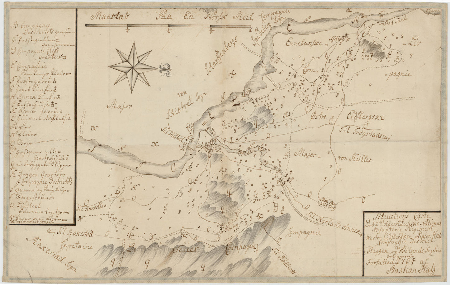 Kartblad 38: Situations Carte over det Westre Eidsbergske Compagnie District: Østfold