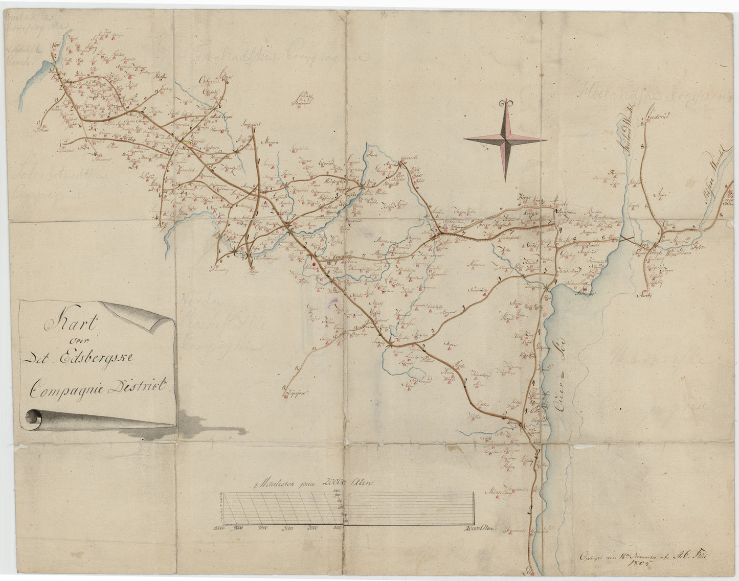 Kartblad 39: Kart over det Edsbergske Compagnie District: Østfold
