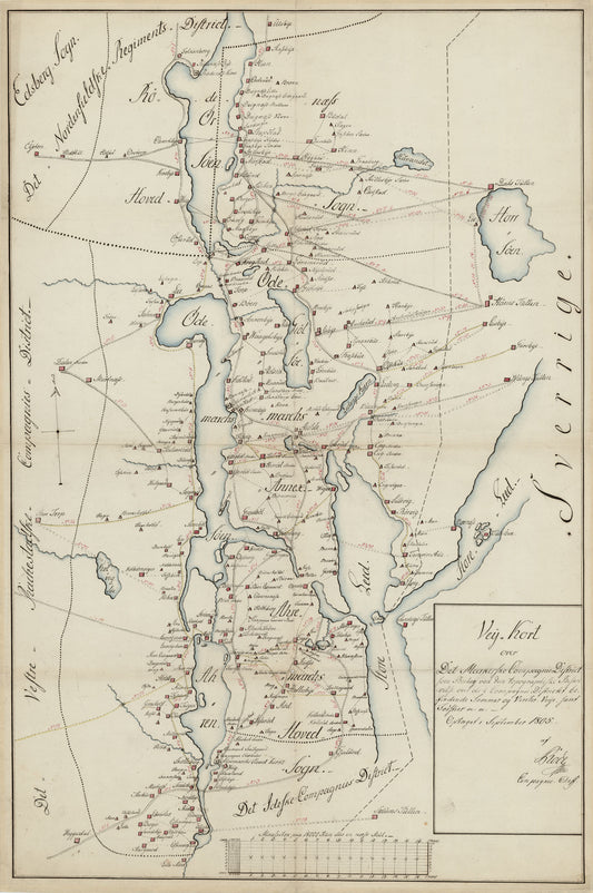 Kartblad 3-1: Vey-Kart over det Markerske Compagnie District; versjon 1: Østfold