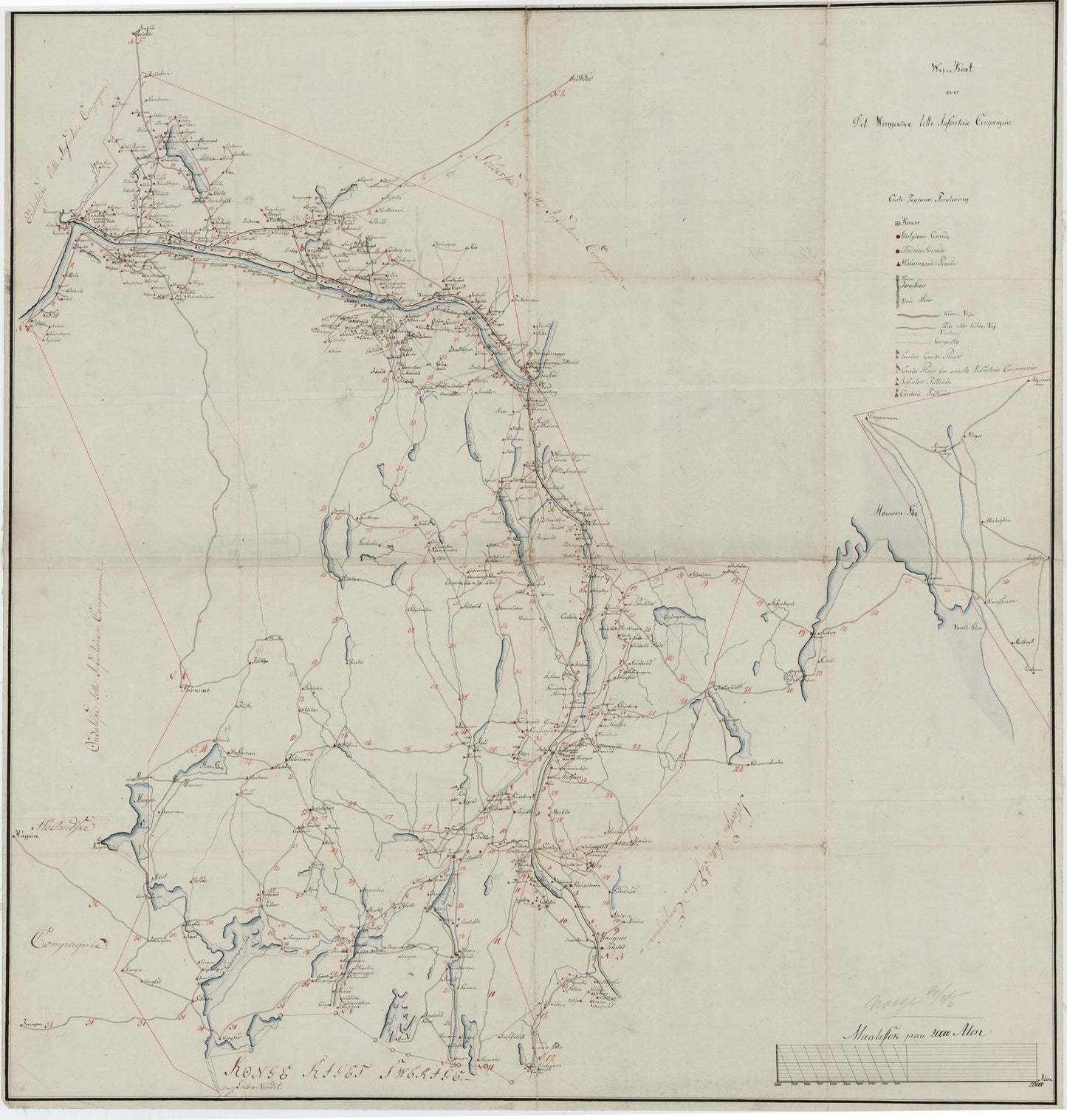 Kartblad 45: Wej-Cart over det Wingerske lette Infanterie Compagnies District: Hedmark
