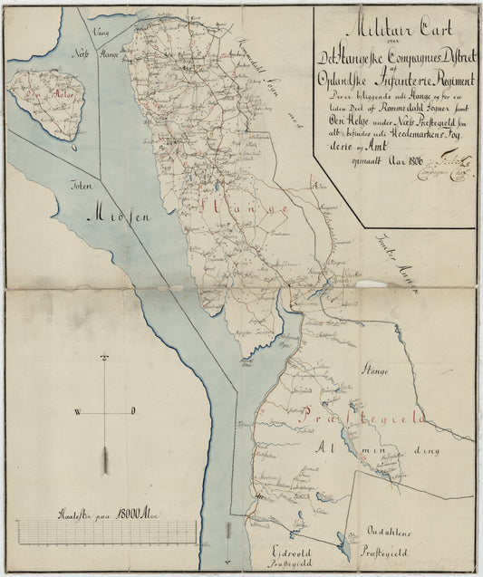 Kartblad 48: Militair Cart over det Stangeske Compagnie District: Hedmark