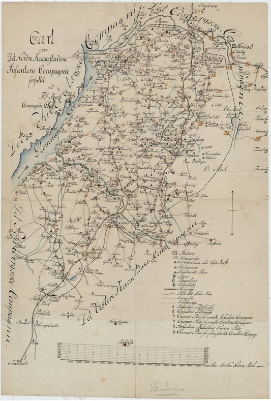 Kartblad 4-1: Cart over det Nordre Rackestadske Compagnie District; versjon 1: Østfold