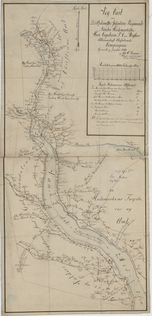 Kartblad 51: Vey-Cart over det Nordre Hedemarkiske Capt. Von Weyhes Compagnie District: Hedmark