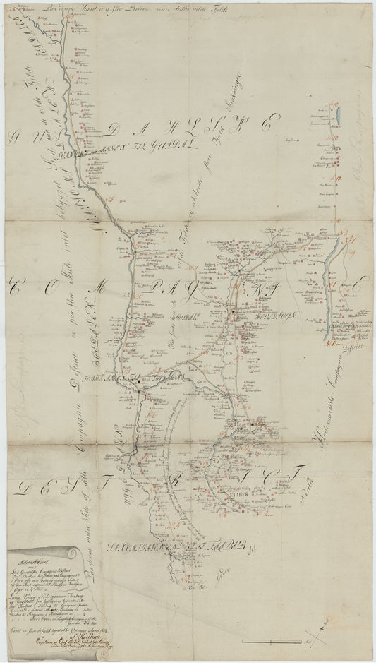 Kartblad 52: Militært Cart over det Gusdalske Compagnies District: Oppland