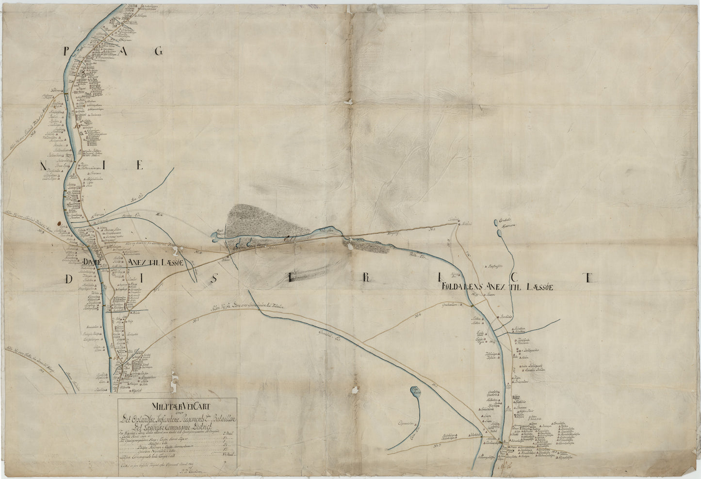 Kartblad 53 sør: Militair Vej-Cart over det Læssøeske Compagnie District; søndre del: Oppland