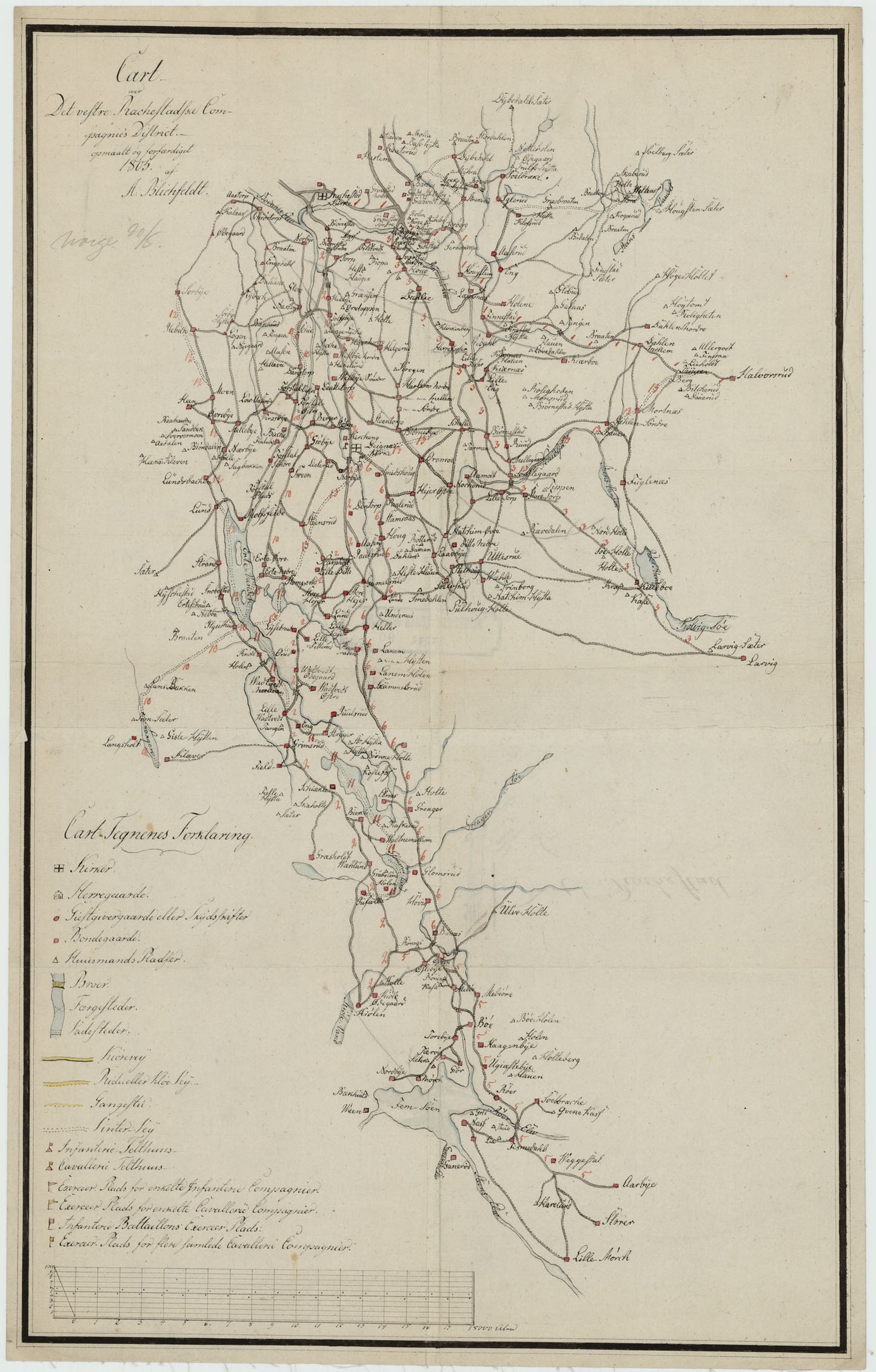 Kartblad 5-1: Cart over det Westre Rachestadske Compagnie; versjon 1: Østfold