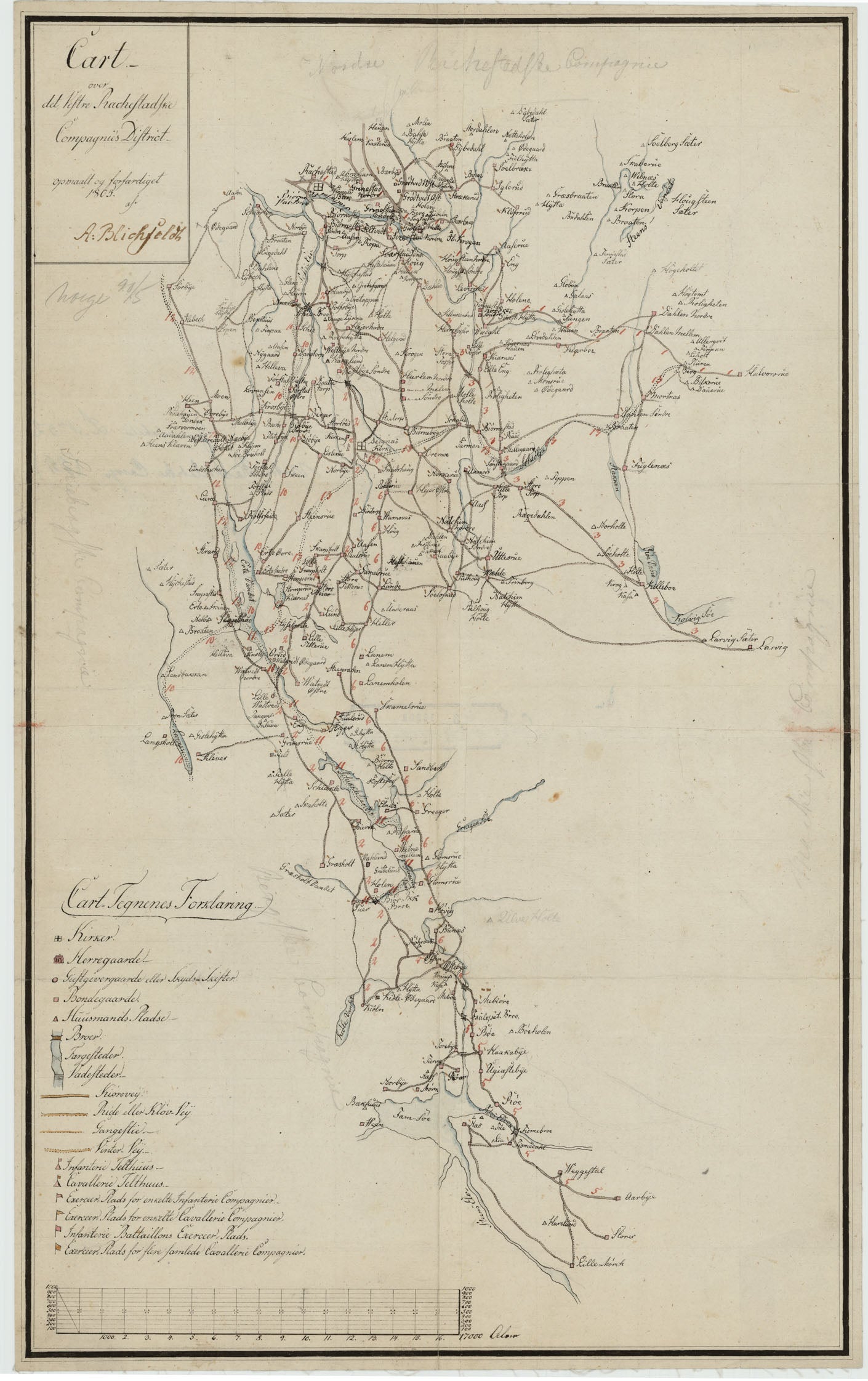 Kartblad 5-2: Cart over det Westre Rachestadske Compagnie; versjon 2: Østfold