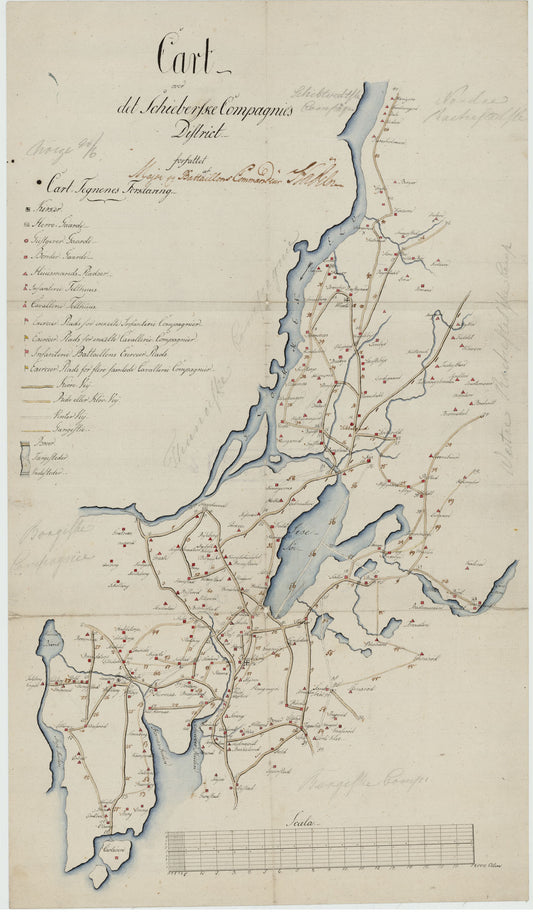 Kartblad 6-2: Cart over det Schieberske Compagnies District; versjon 2: Østfold