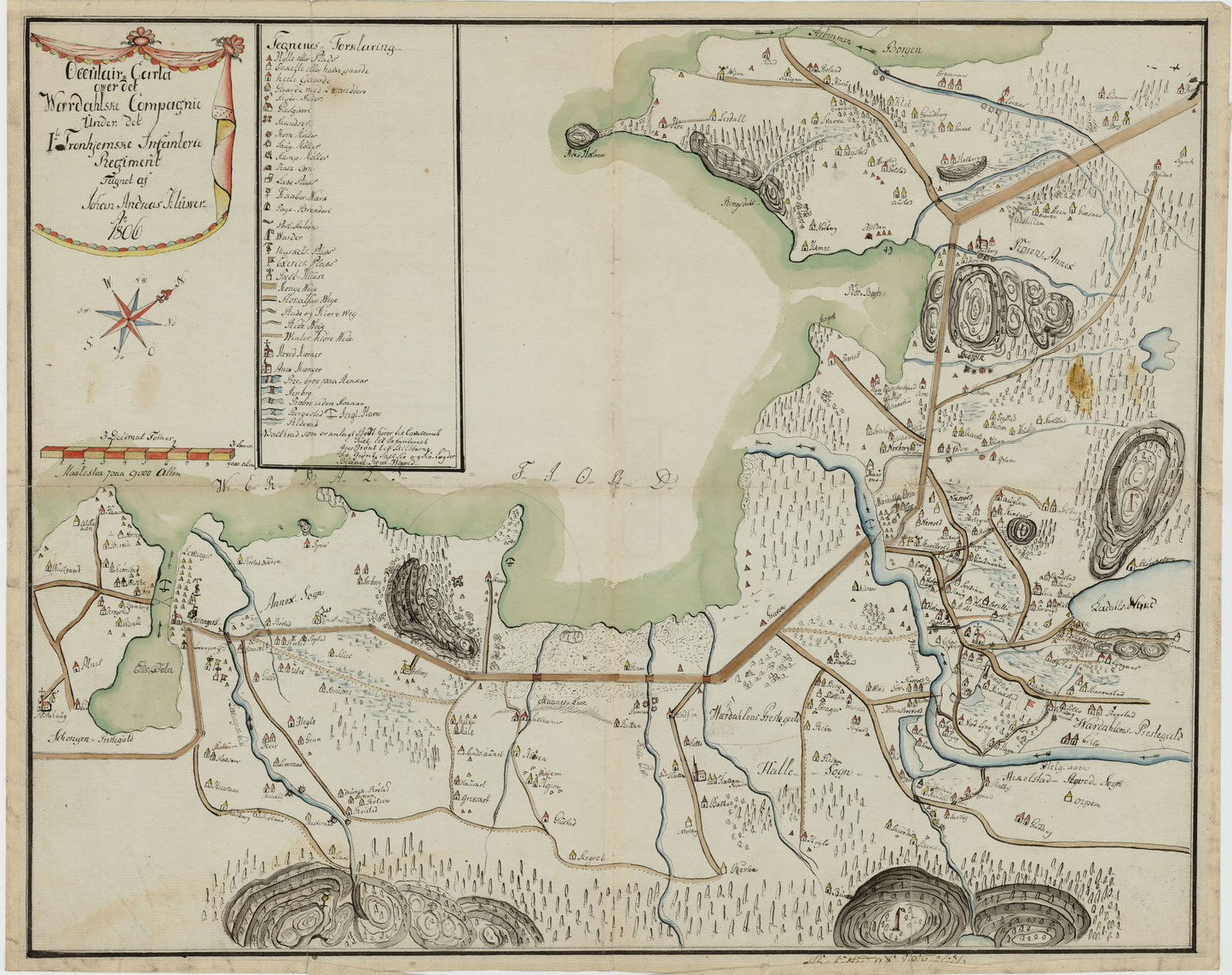 Kartblad 80: Oculair-Carte over det Wærdahlske Compagnie District: Nord-Trøndelag