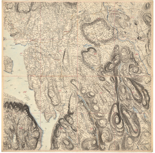 Kart over  Dele af Smaalenenes; Akershus; Kristians og Hedemarkens Amter: Hedmark | Oppland