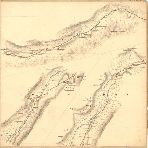Kartblad nr 12 og 5: Kaart over Postveien fra Korsødegaarden til Trondhjem igjennom Gulbrandsdalen over Dovrefjeld: Sør-Trøndelag