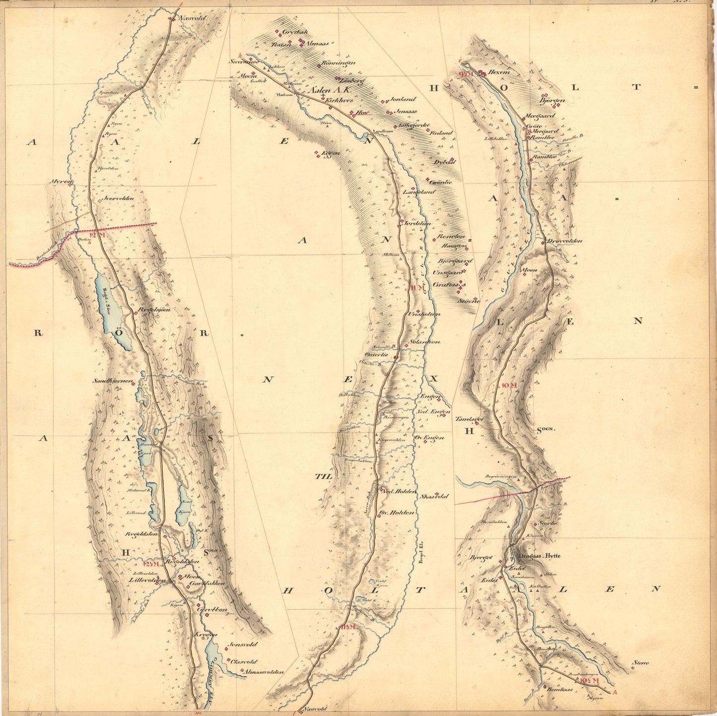 Kartblad nr 5b: Kaart over Postveien fra Trondheim til Røraas: Sør-Trøndelag