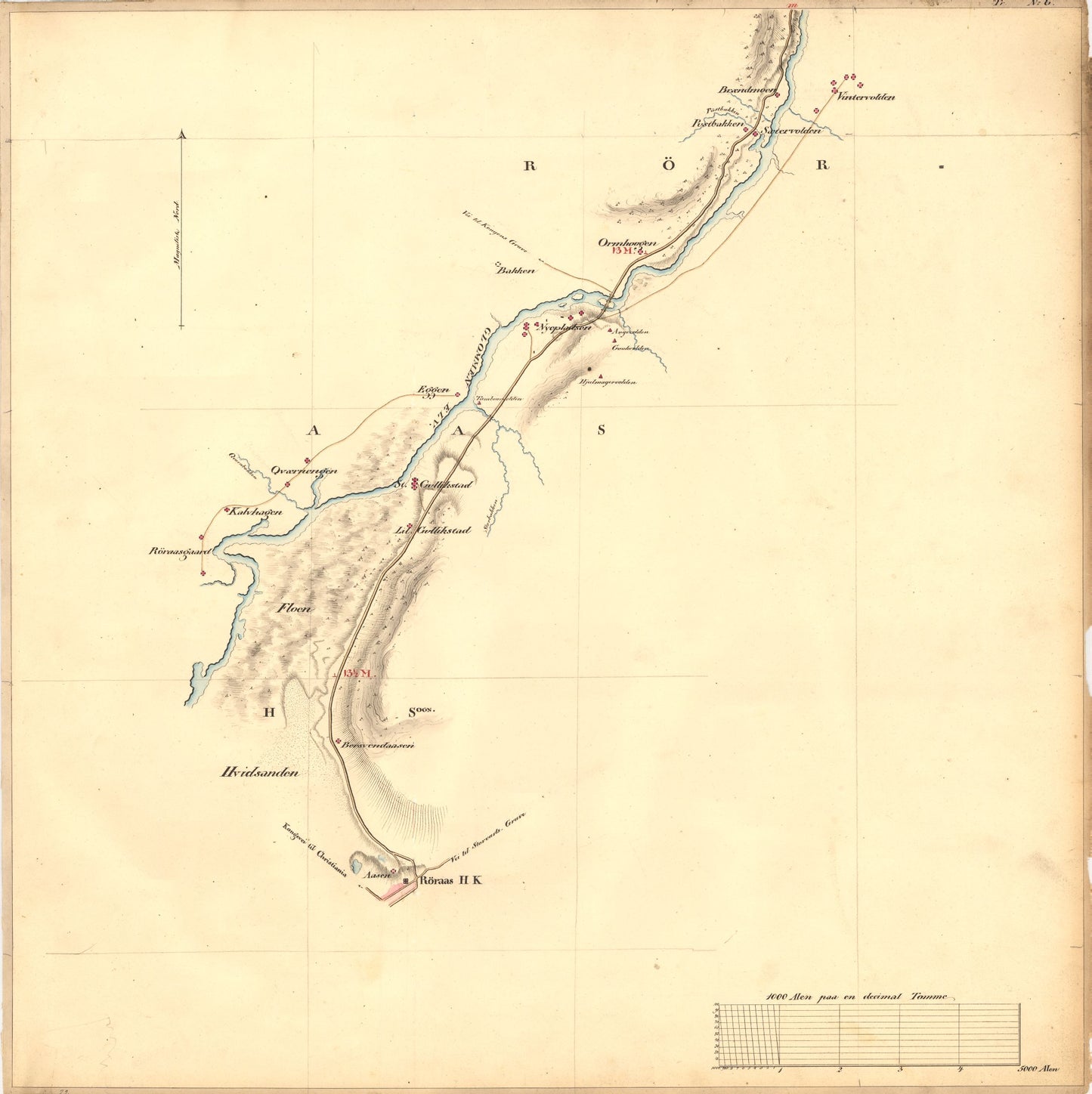 Kartblad nr 6b: Kaart over Postveien fra Trondheim til Røraas: Sør-Trøndelag
