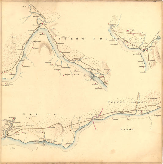 Kartblad II: Kart over Postveien fra Gaarden Kløften i Ullensager Sogn om Magnor til Rigsgrændsen: Akershus