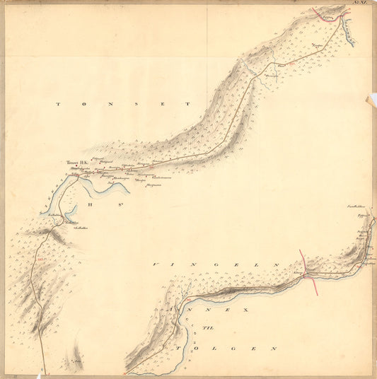 Kartblad nr XI: Vei-kaart over den trondhjemske Kongevei fra Christiania til Røraas gjennom Eidsvold; Rommedal; Levthen og Østerdalen: Hedmark