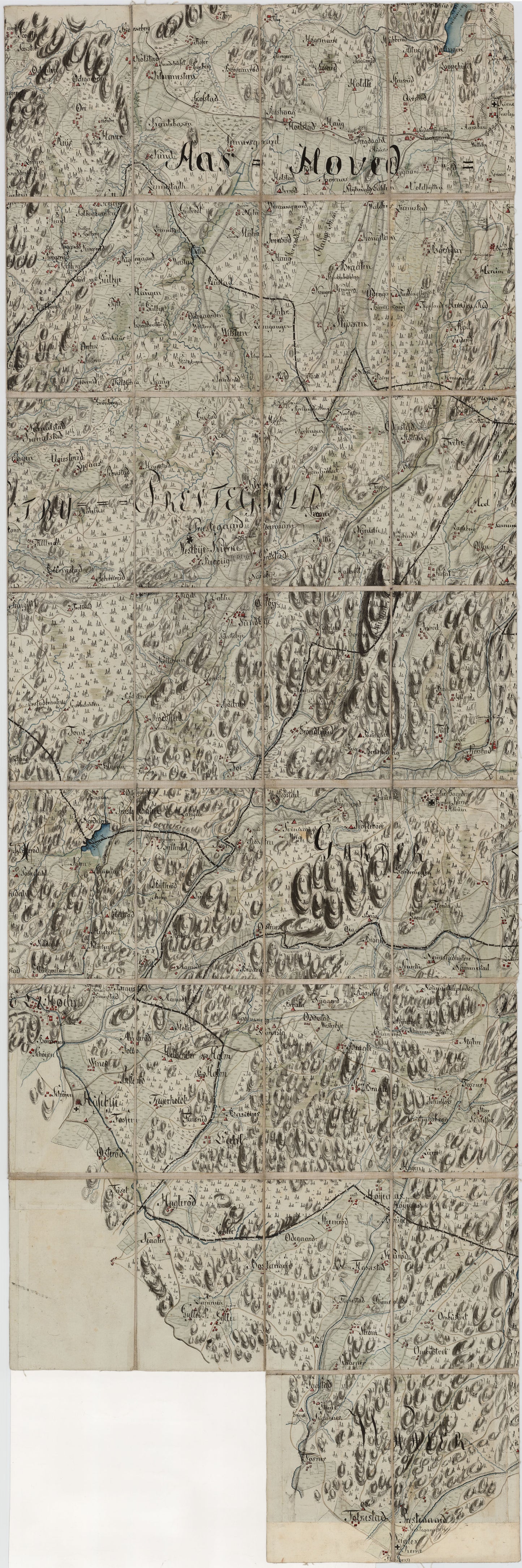 Kart over Aas, Krogstad, Vestby, Hob og Vaaler, del A øst: Akershus