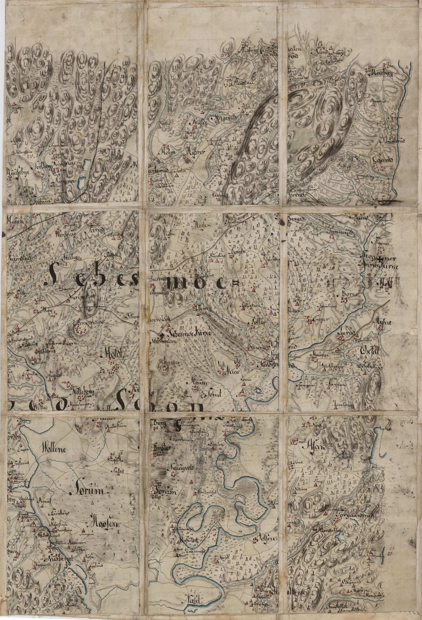 Kart over Aker, Enebak, Nittedal, Skedsmo og Lørenskog, del A øst: Akershus