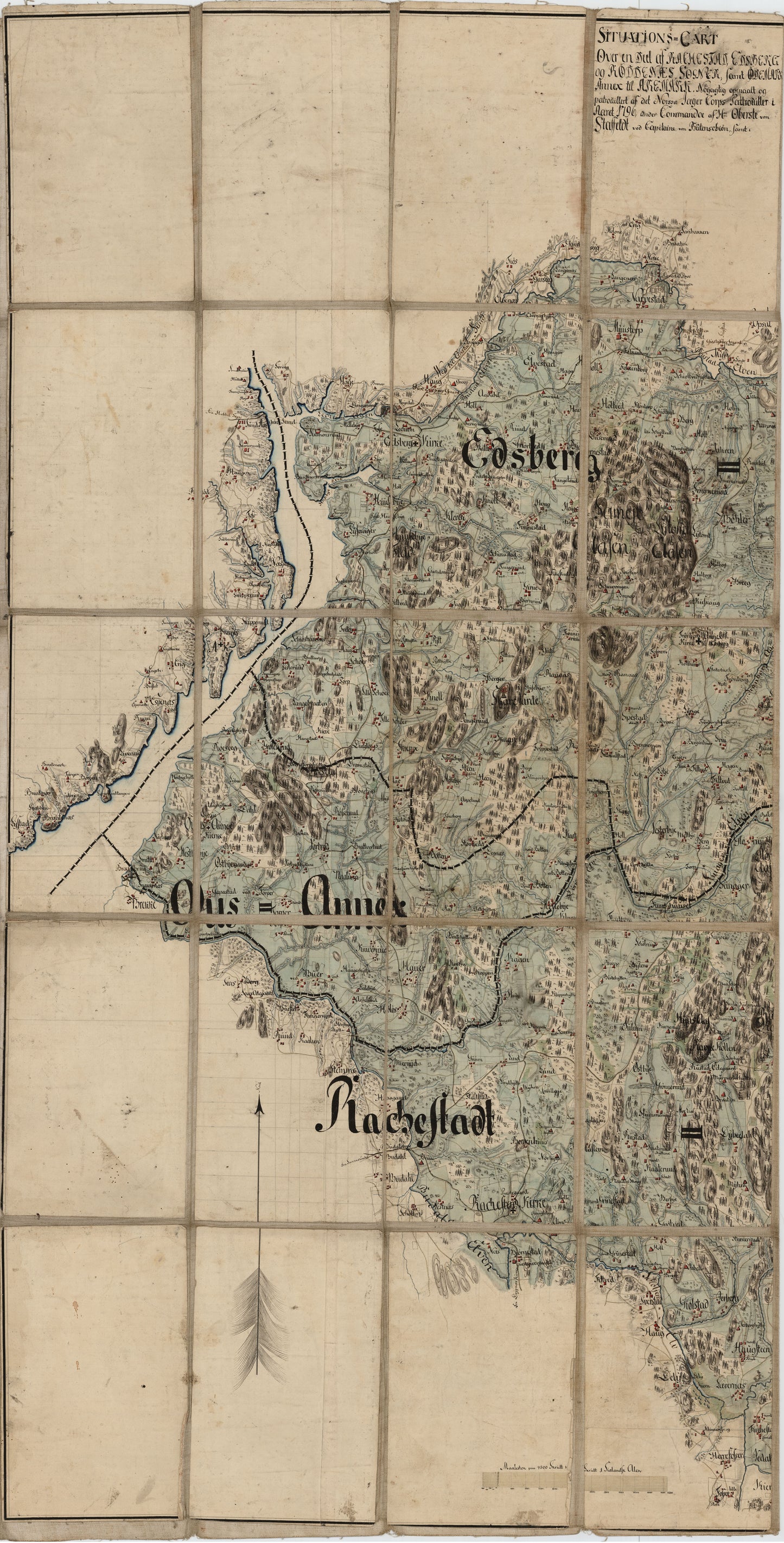 Kart over del av Rakkestad, Eidsberg og Rødenæs og en del av ødemarks anneks: Østfold