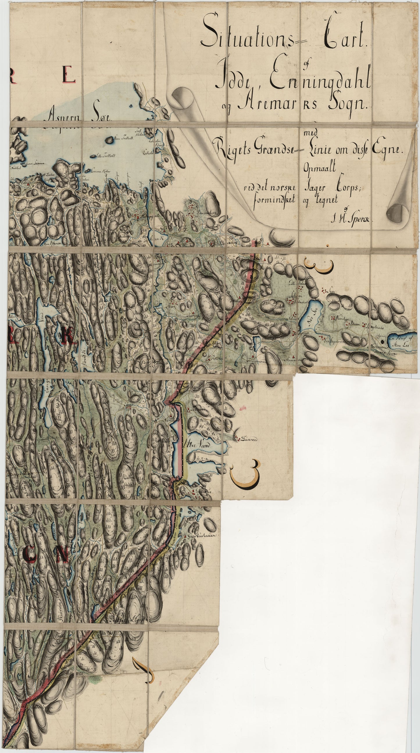 Kart over Idd, Enningdal og Aremark sogn, del 4 østre del: Østfold