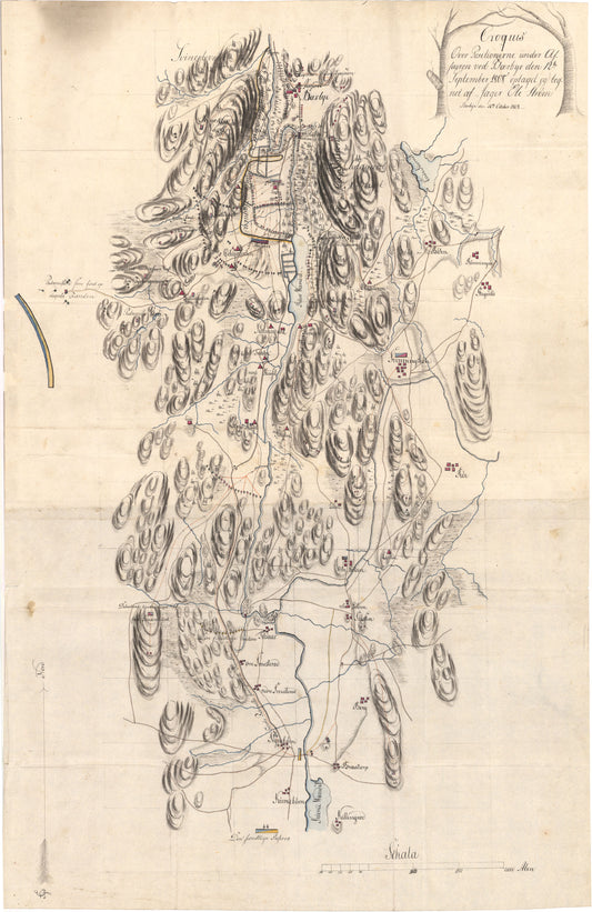 Norge 266: Croquis Over Positionerne under Affæiren ved Bærbye den 12te September 1808: Østfold