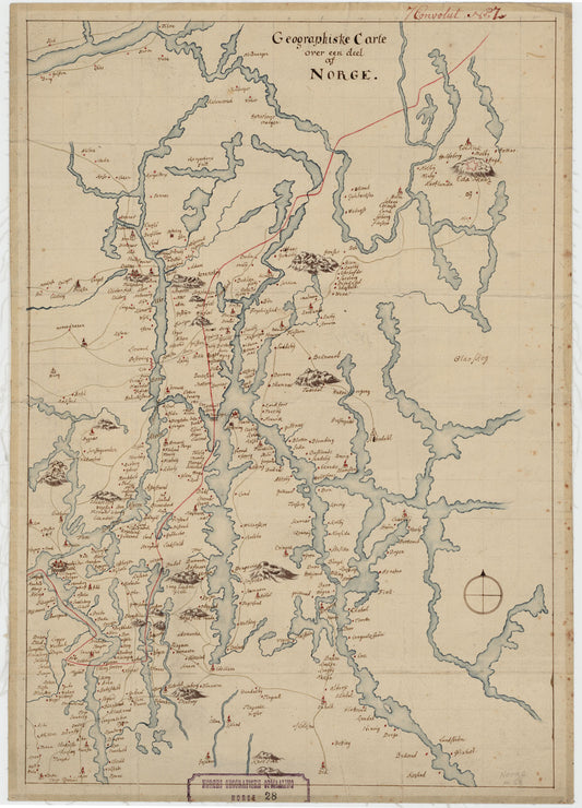 Norge 28: Geographiske Carte over en Deel af Norge. Fra Fredrikshald til Mangen med tilgrænsende Dele av Sverige: Båhuslen | Østfold