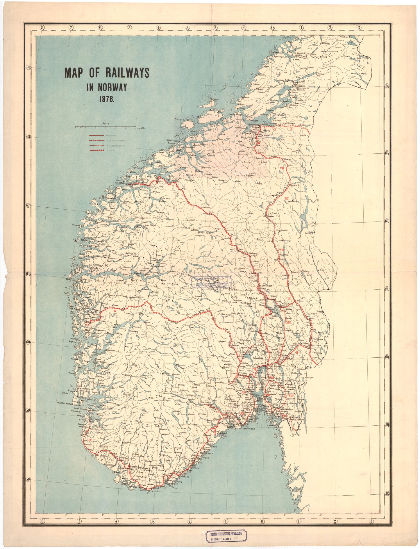 Map of railways in Norway: Norge