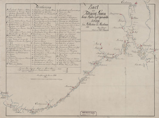 Kort over Tellegraf Linien langs Kysten i det Sydenfjeldske Norge fra Hitterøen til Hvaløerne: Akershus | Aust-Agder | Buskerud | Telemark | Vestfold | Østfold