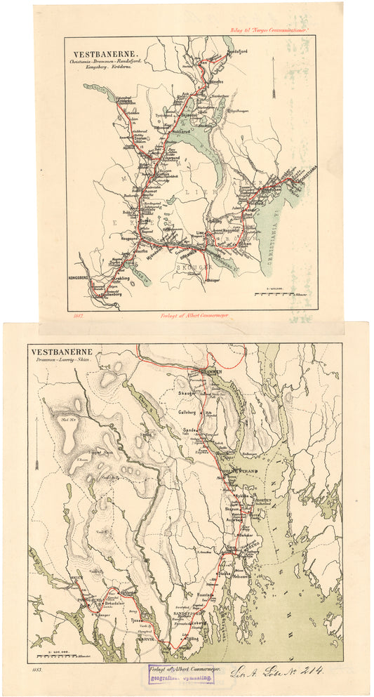 Vestbanerne: Christiania-Drammen-Randsfjord-Kongsberg-Krøderen. Drammen-Laurvik-Skien: Buskerud | Vestfold | Telemark